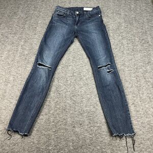 Pistola Jeans Womens 25 Distressed Stretch Denim Mid Rise Raw Hem Black Thread